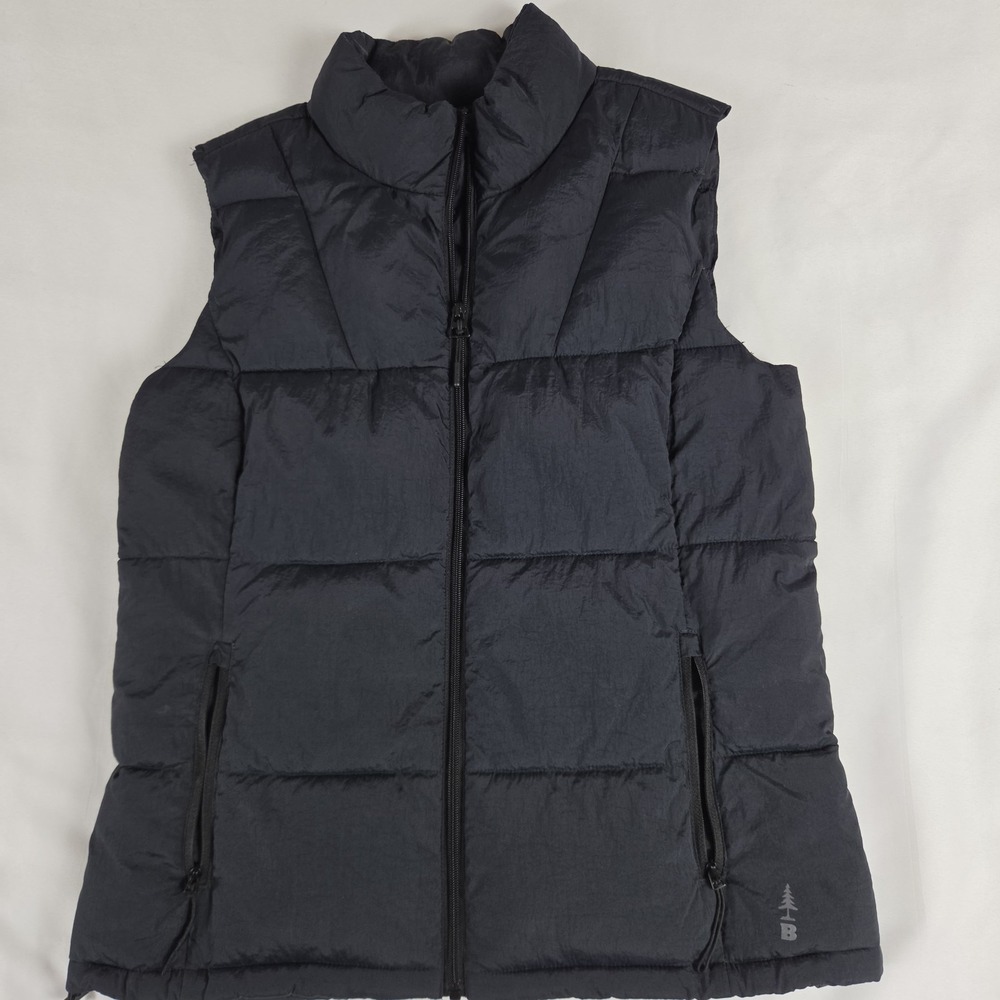 BASS Outdoor Black Puffer Vest Water Resistant Quilted Zip Front Womens S